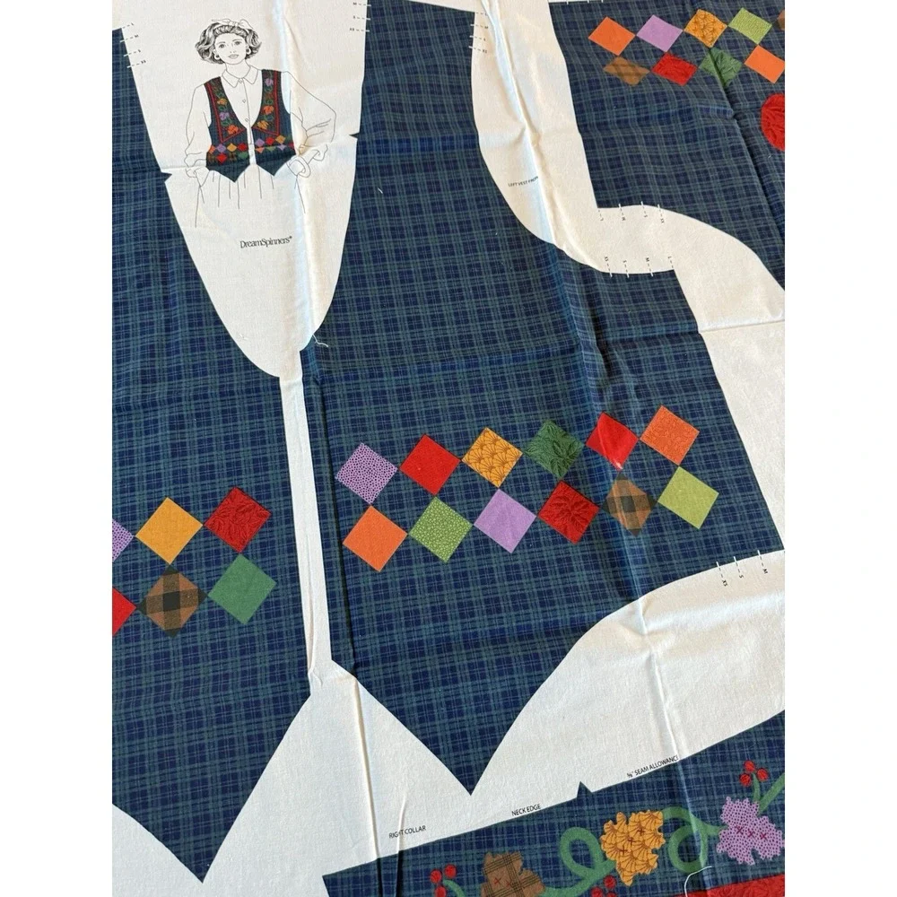 Vintage Dream Spinners VIP Cranston Fabric Panel Harvest Vest Cotton Material‎